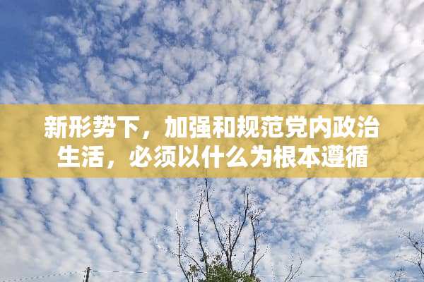 新形势下，加强和规范*内**生活，必须以什么为根本遵循