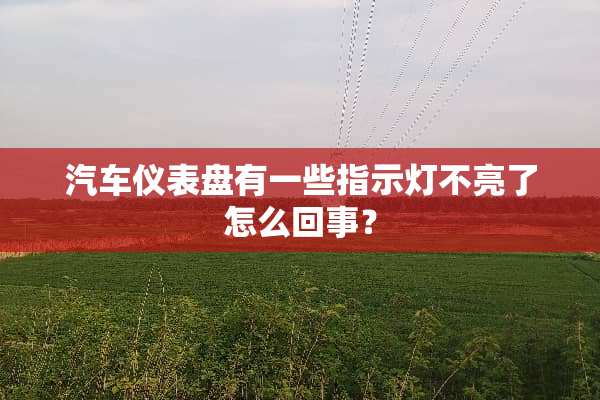 汽车仪表盘有一些指示灯不亮了怎么回事？