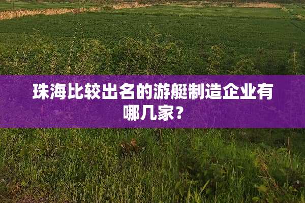 珠海比较出名的游艇制造企业有哪几家？