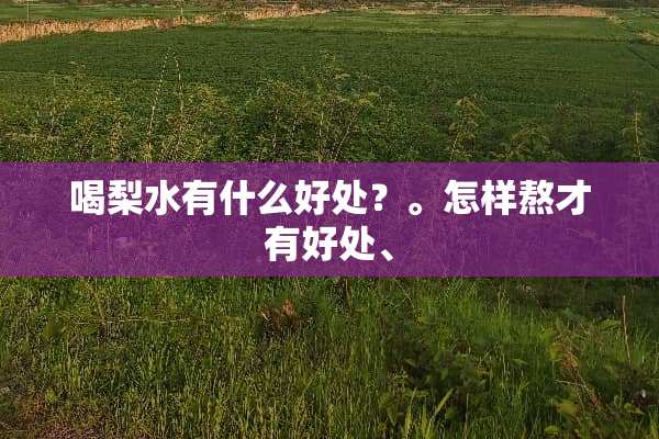 喝梨水有什么好处？。怎样熬才有好处、