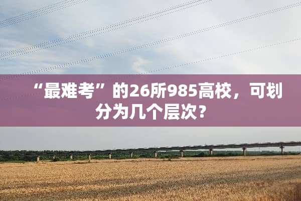 “最难考”的26所985高校，可划分为几个层次？