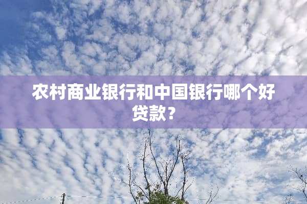 农村商业银行和中国银行哪个好贷款？