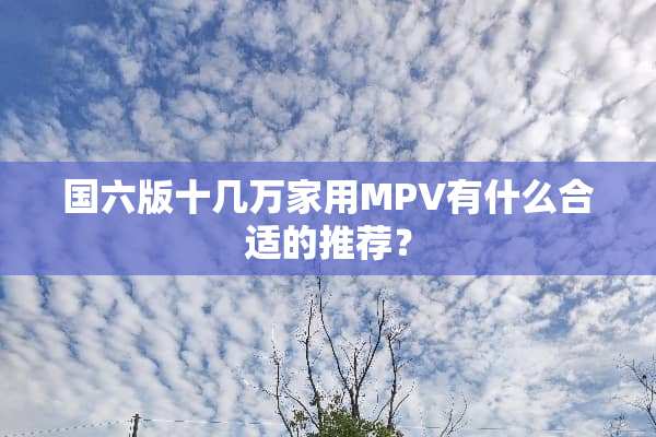 国六版十几万家用MPV有什么合适的推荐？