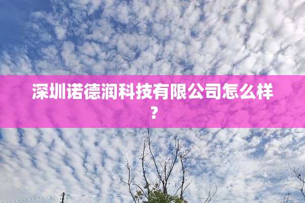 深圳诺德润科技有限公司怎么样？