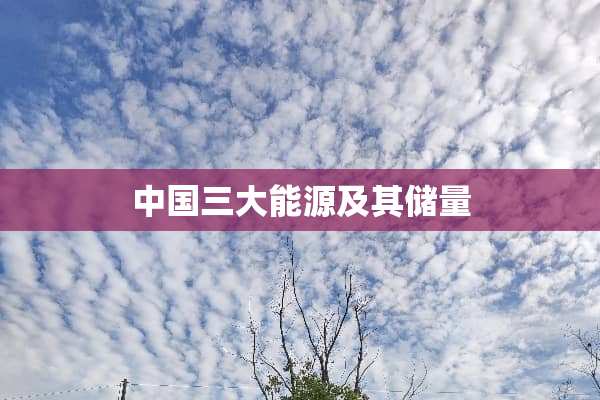 中国三大能源及其储量