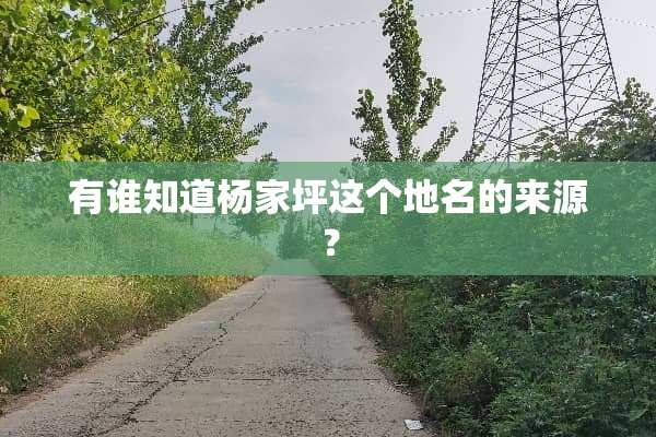 有谁知道杨家坪这个地名的来源？