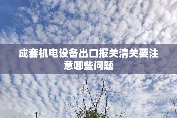 成套机电设备出口报关清关要注意哪些问题