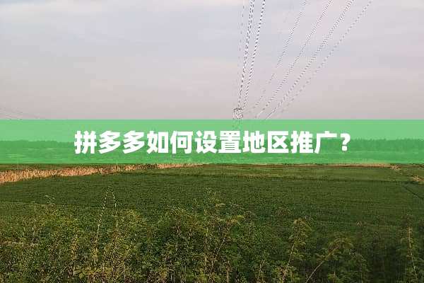 拼多多如何设置地区推广？