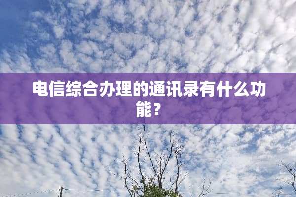 电信综合办理的通讯录有什么功能？