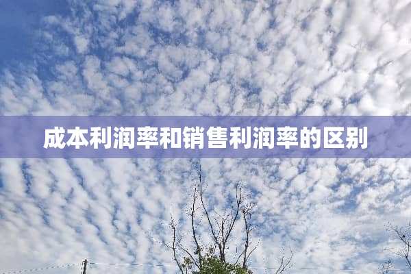 成本利润率和销售利润率的区别