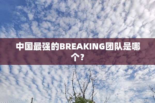 中国最强的BREAKING团队是哪个？