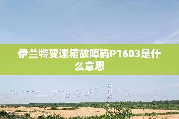 伊兰特变速箱故障码P1603是什么意思