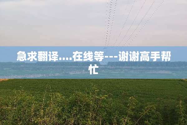 急求翻译....在线等---谢谢高手帮忙