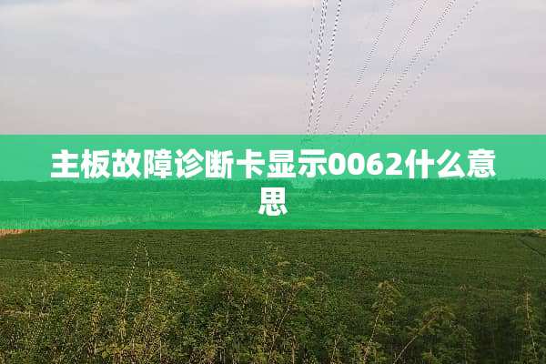 主板故障诊断卡显示0062什么意思