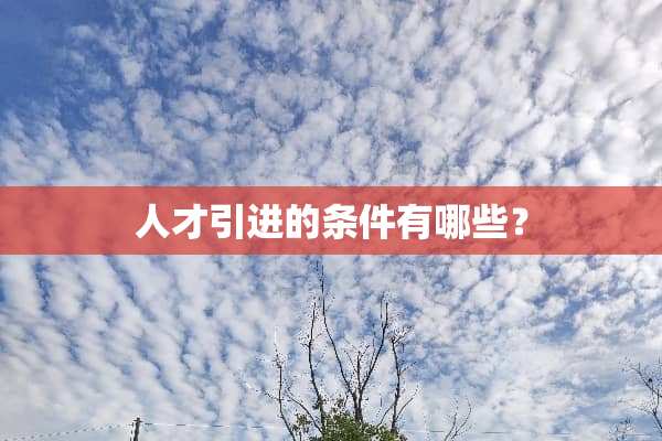 人才引进的条件有哪些？