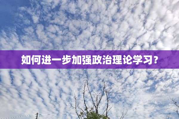 如何进一步加强**理论学习？