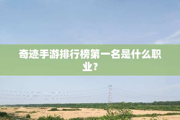 奇迹手游排行榜第一名是什么职业？