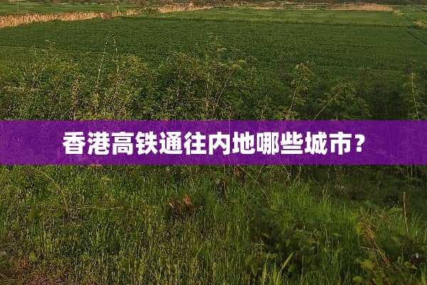 香港高铁通往内地哪些城市？