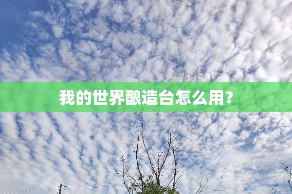 我的世界酿造台怎么用？