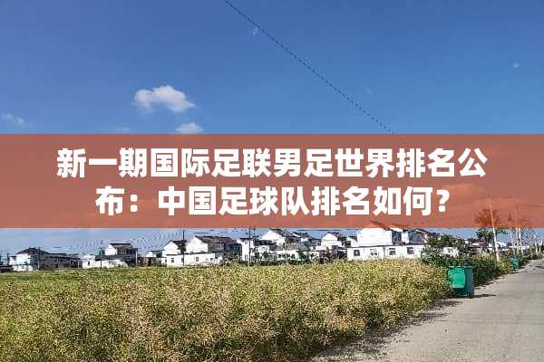 新一期国际足联男足世界排名公布：中国**队排名如何？