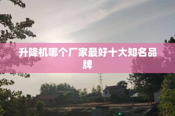 升降机哪个厂家最好十大知名品牌