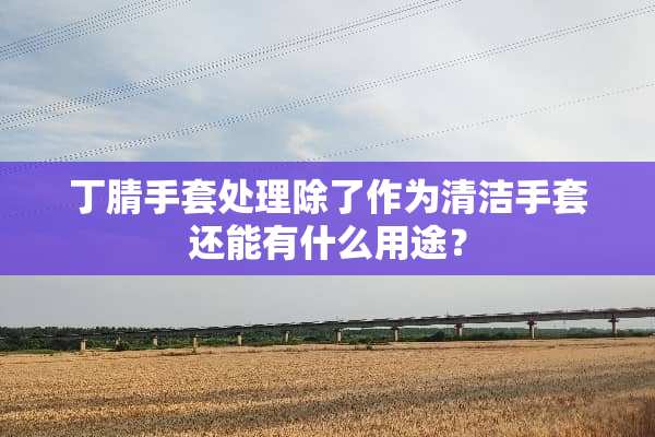 **手套处理除了作为清洁手套还能有什么用途？