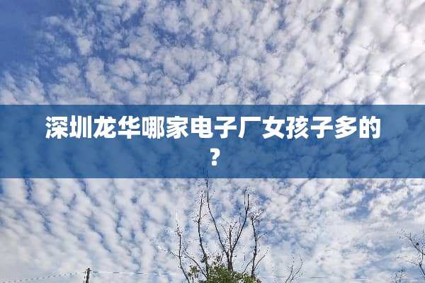 深圳龙华哪家电子厂女孩子多的？