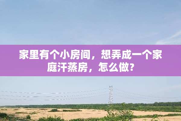 家里有个小房间，想弄成一个家庭汗蒸房，怎么做？