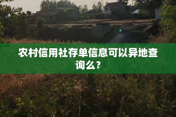 农村信用社存单信息可以异地查询么？
