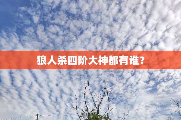 狼人杀四阶大神都有谁？