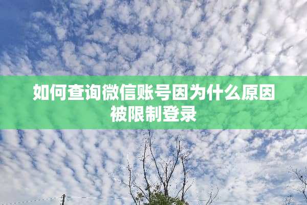 如何查询微信账号因为什么原因被限制登录