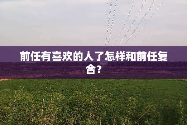 前任有喜欢的人了怎样和前任复合？
