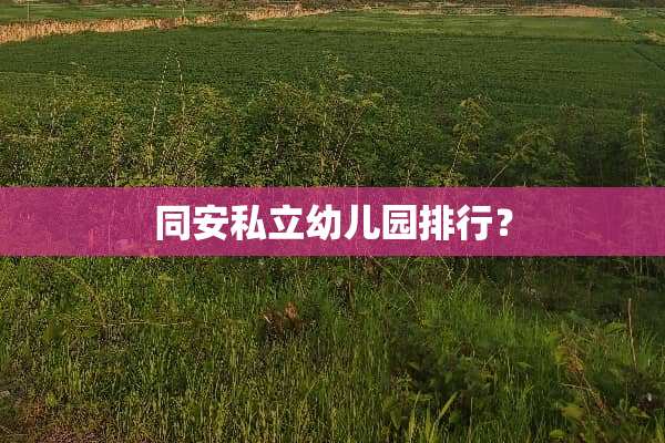 同安私立幼儿园排行？