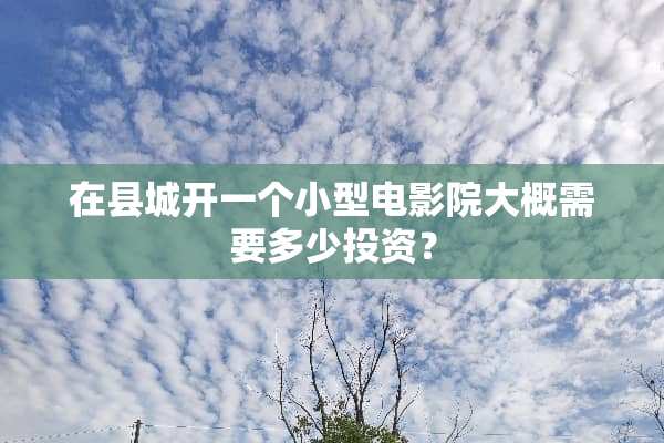 在县城开一个小型电影院大概需要多少投资？