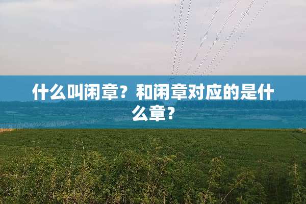 什么叫闲章？和闲章对应的是什么章？