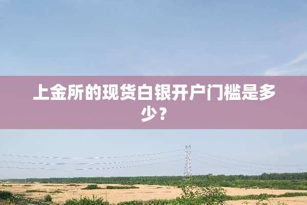上金所的现货白银开户门槛是多少？