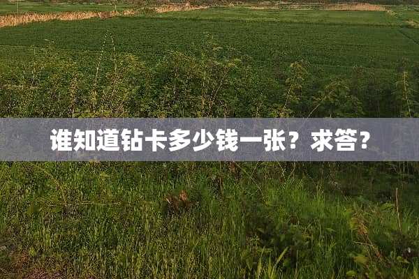 谁知道钻卡多少钱一张？求答？