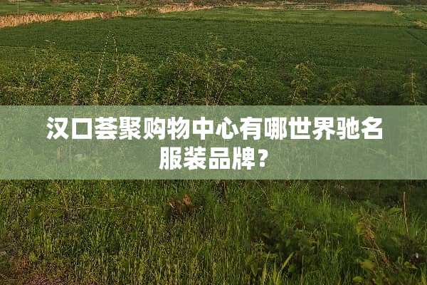 汉口荟聚购物中心有哪世界驰名服装品牌？