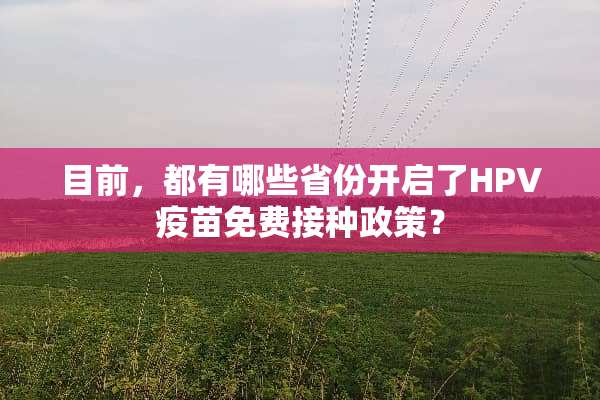 目前，都有哪些省份开启了HPV疫苗免费接种政策？