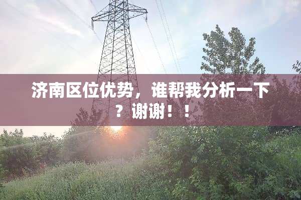 济南区位优势，谁帮我分析一下？谢谢！！