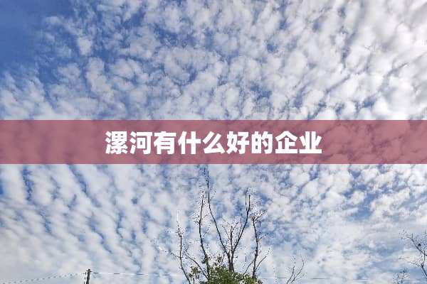 漯河有什么好的企业