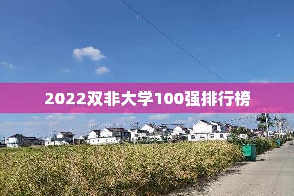 2022双非大学100强排行榜