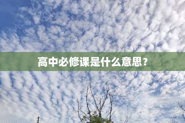 高中必修课是什么意思？