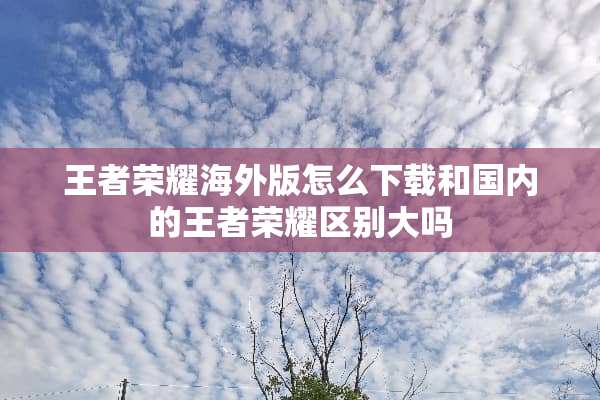 王者荣耀海外版怎么下载和国内的王者荣耀区别大吗