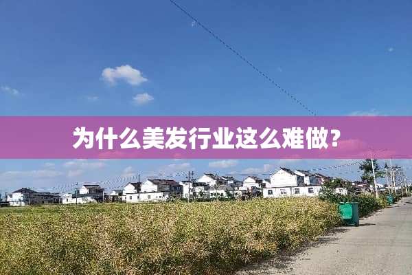 为什么美发行业这么难做？