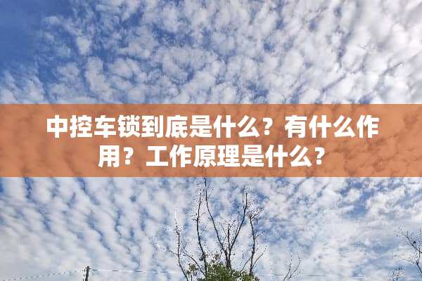 中控车锁到底是什么？有什么作用？工作原理是什么？