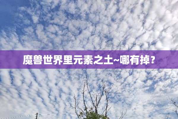 魔兽世界里元素之土~哪有掉？