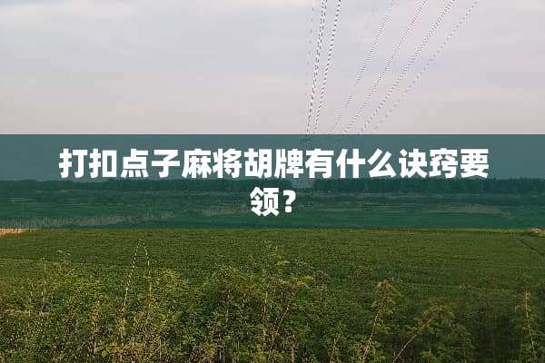 打扣点子**胡牌有什么诀窍要领？
