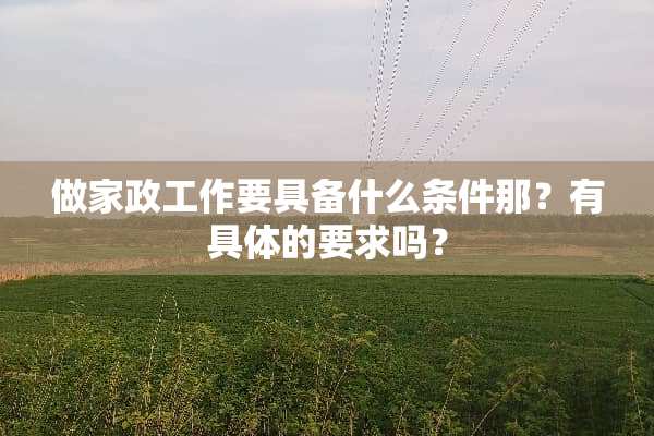 做家政工作要具备什么条件那？有具体的要求吗？
