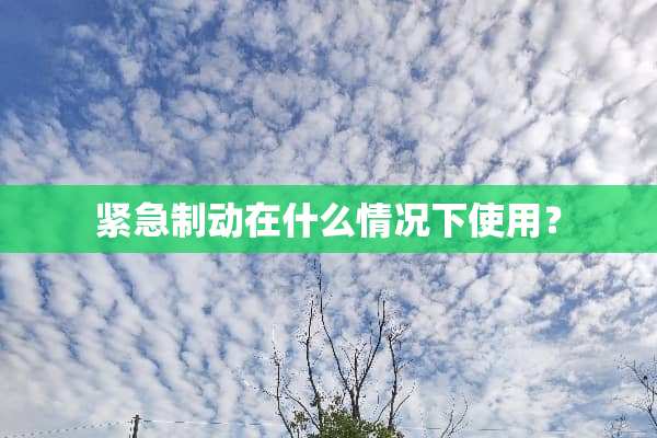 紧急制动在什么情况下使用？